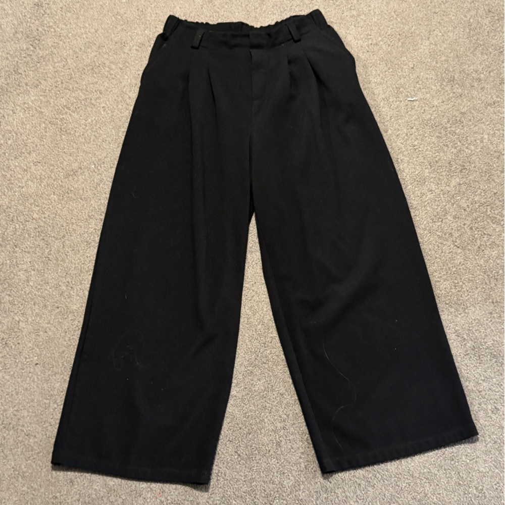 Women’s HALARA Black Wide-Leg Waffle Knit Trousers: M Petite